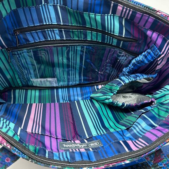 Lug Skyliner Tote Whimsy Black Floral Travel Trolley Sleeve Business Carry All - Picture 12 of 14